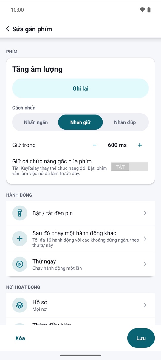tổ hợp và chuỗi phím.